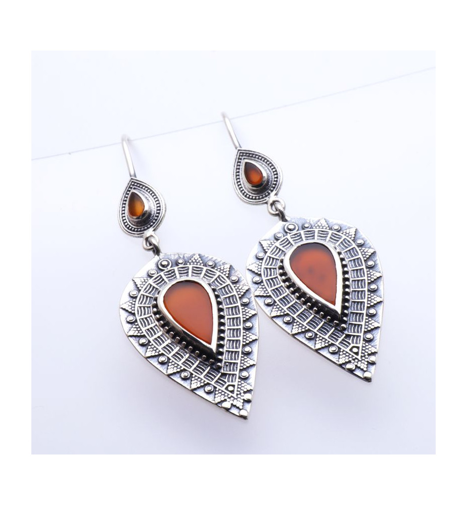 boucles d'oreilles pierre orange