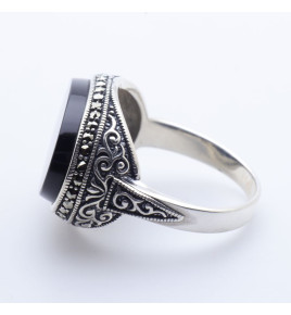 bague onyx noir femme