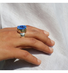 azurite bague en argent