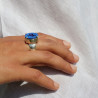 azurite bague en argent