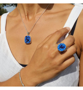 bague azurite bleu