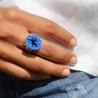 azurite bleue bague argent