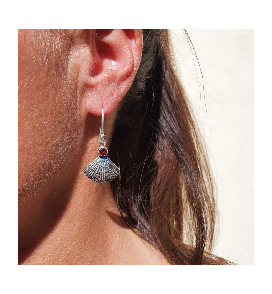 boucles d'oreilles argent grenat