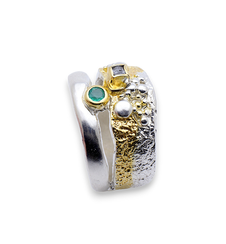 bague argent emeraude femme