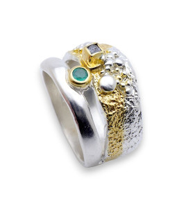 bague emeraude argent blanc