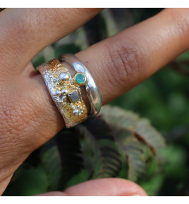 bague argent avec pierre émeraude