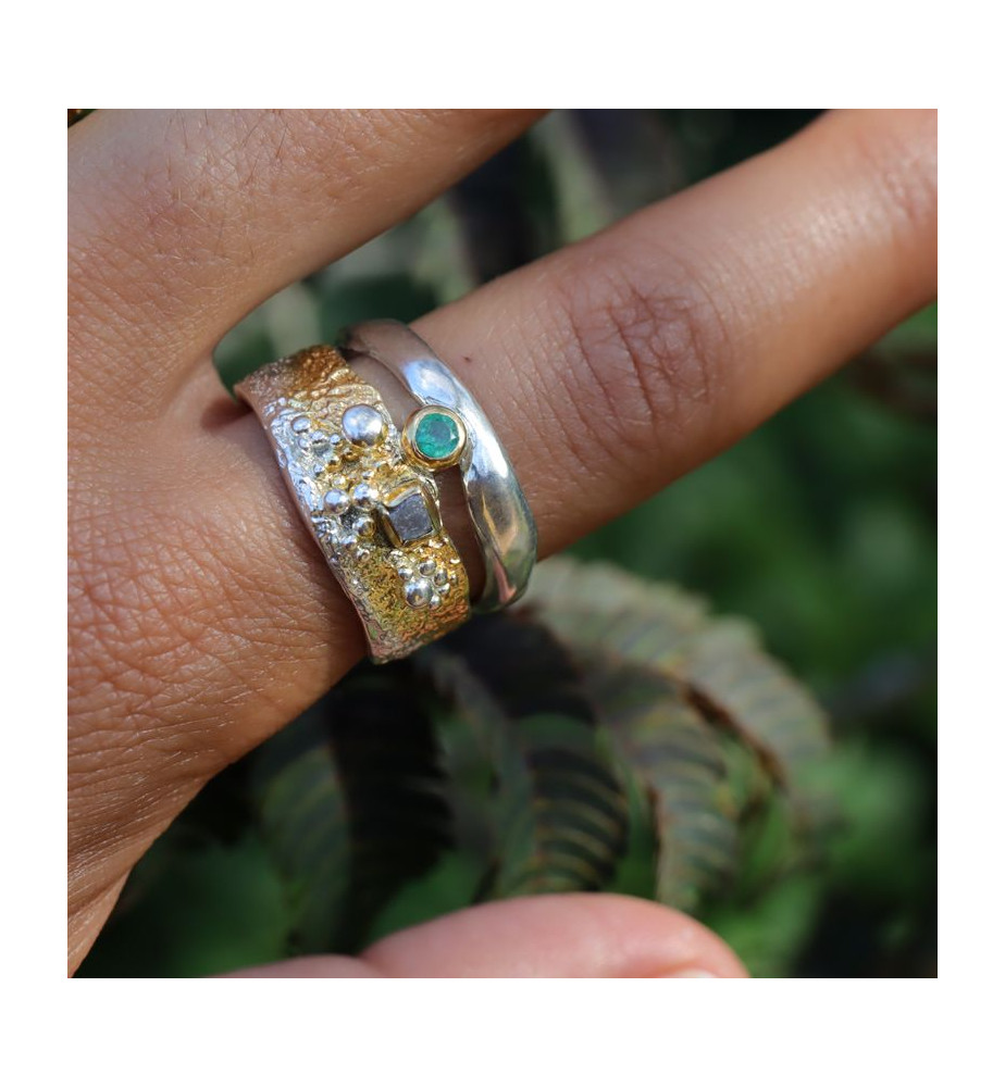 bague argent avec pierre émeraude