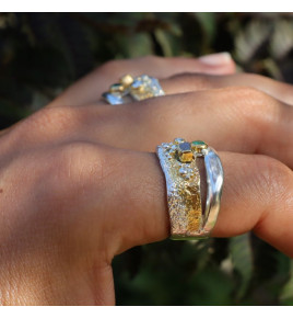 bague argent diamant brut