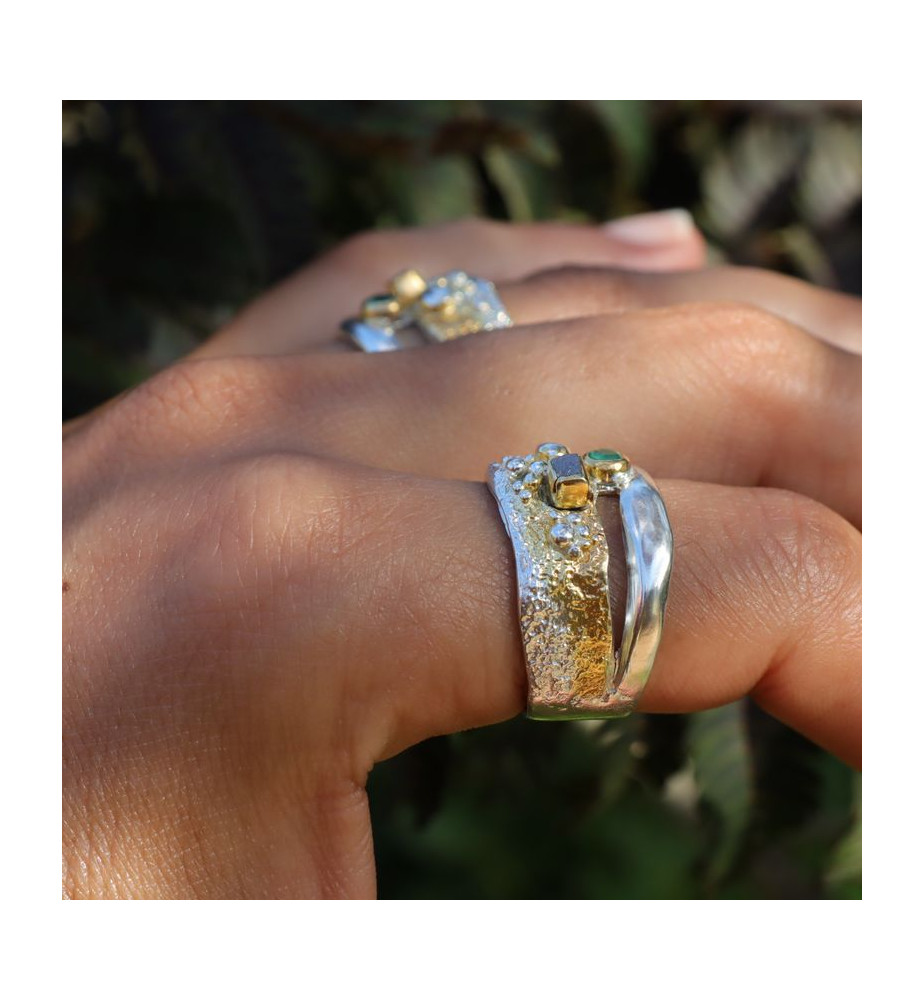 bague argent diamant brut