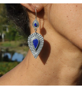 boucles d'oreilles en argent et lapis lazuli