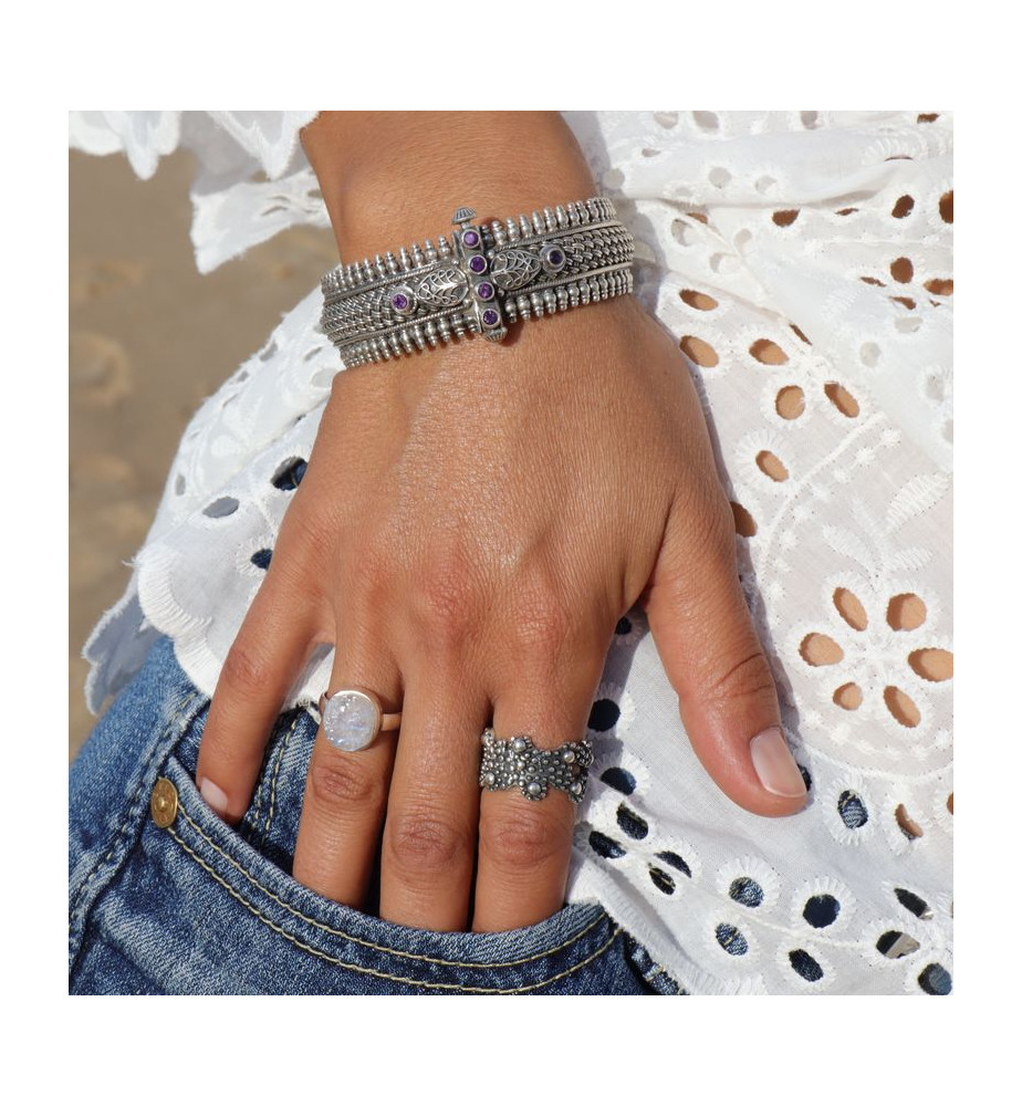 bague argent oxydée