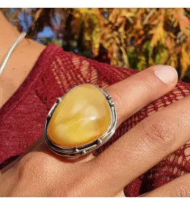 ambre baltique jaune bague