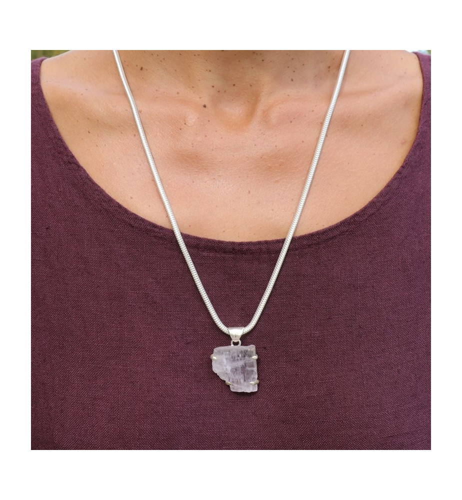 pendentif kunzite argent lilas