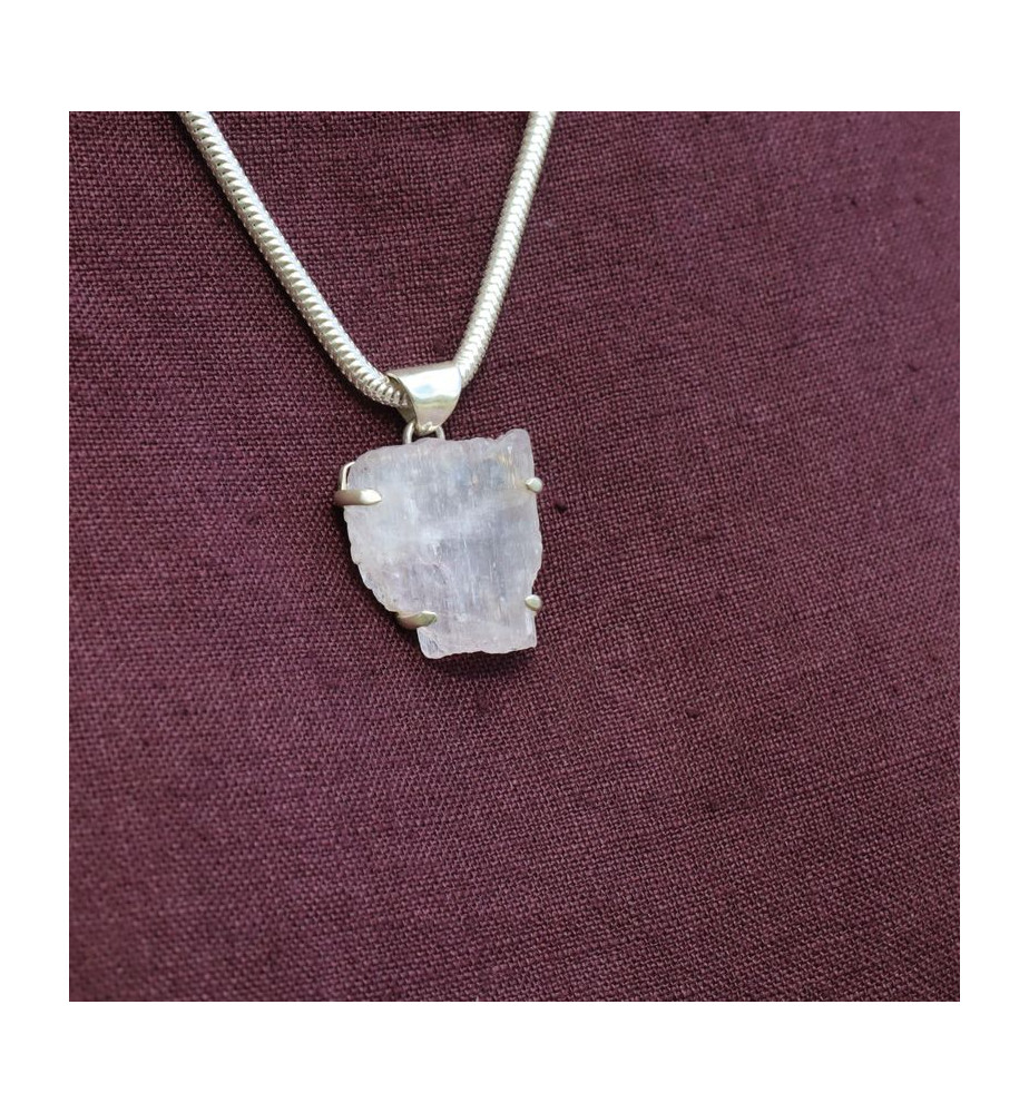 pendentif argent avec kunzite rose