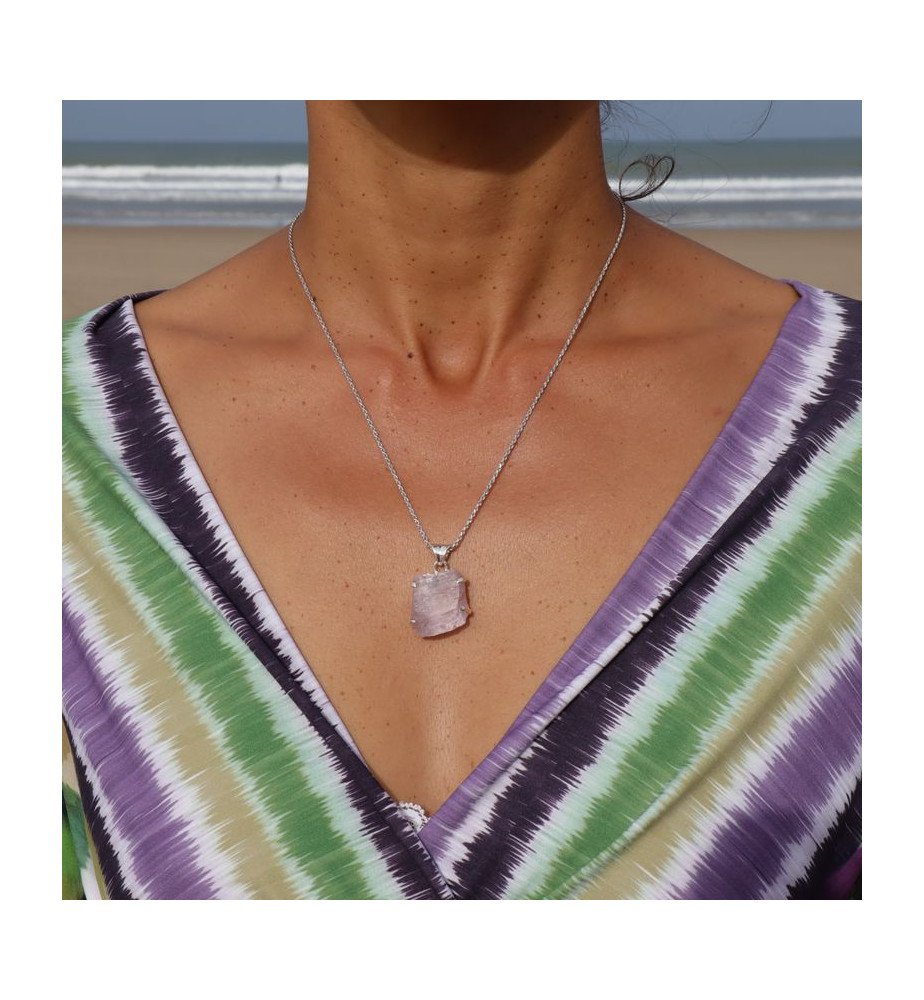 pendentif kunzite argent lilas