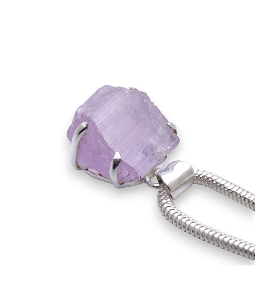 pendentif argent avec kunzite rose