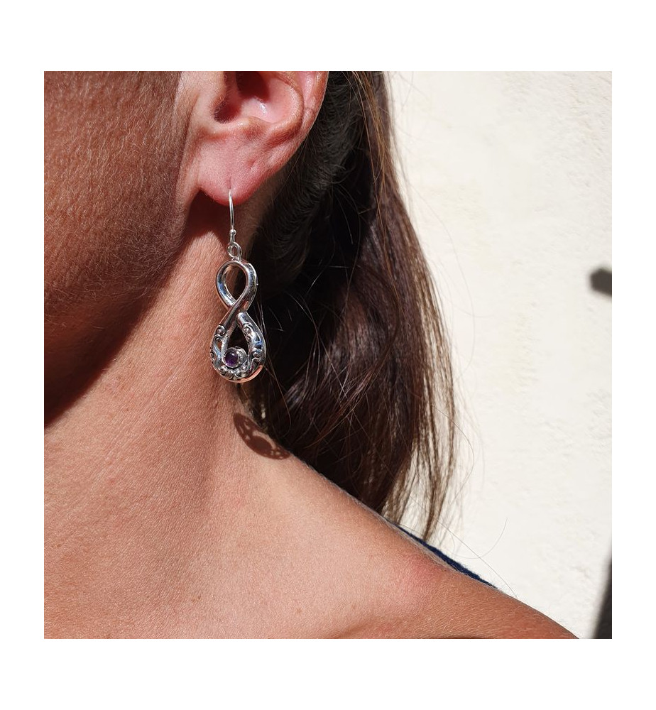 boucles d'oreilles améthyste argent