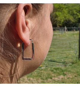 créoles rectangulaires argent