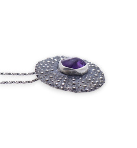 pendentif oursin argent et améthyste