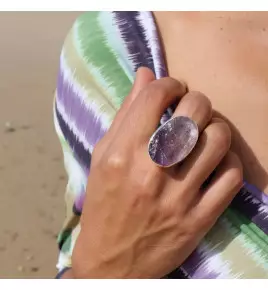 améthyste brute bague argent