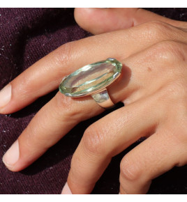 bague argent pierre verte