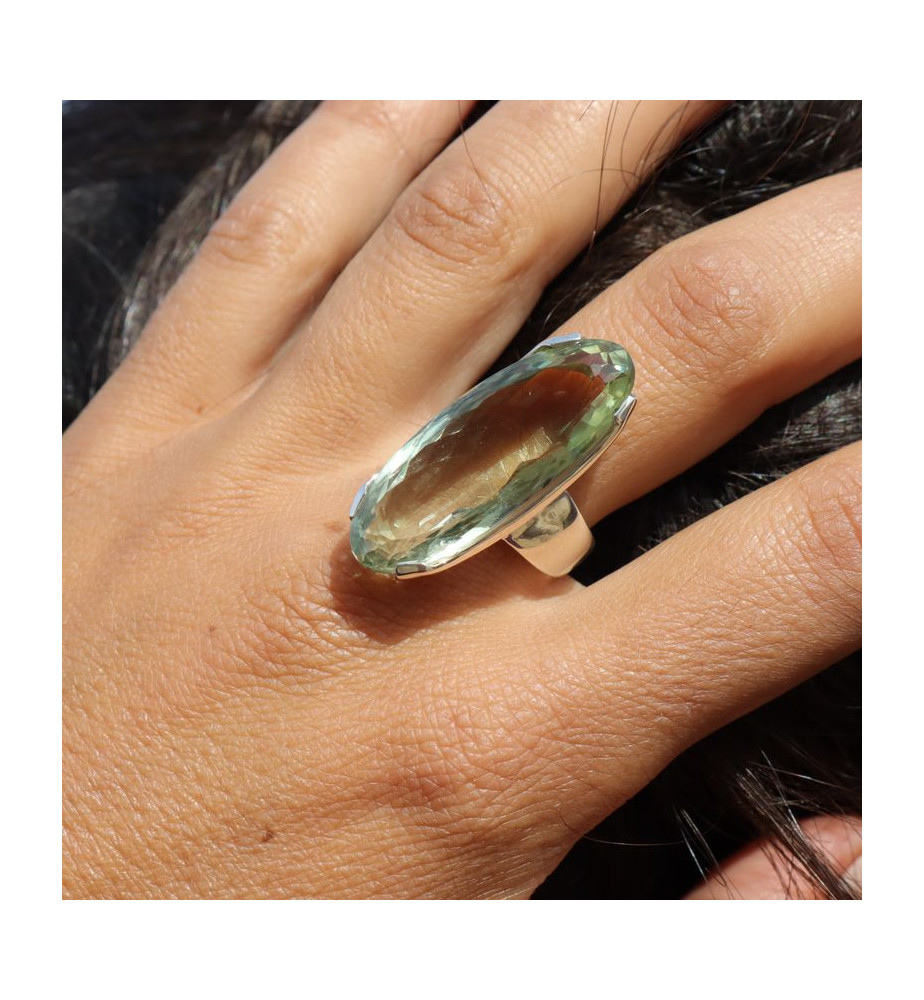 bague argent pierre prasiolite