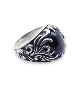 bague homme argent onyx