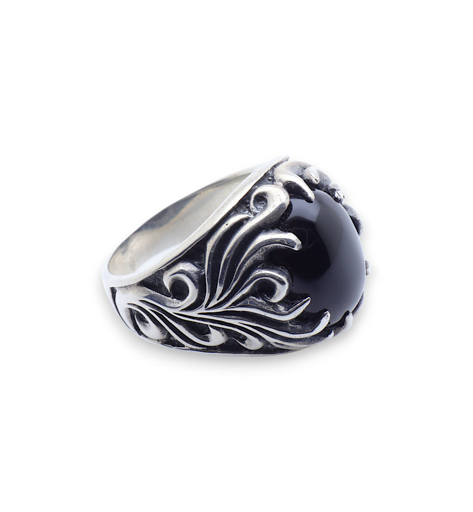 bague homme argent onyx
