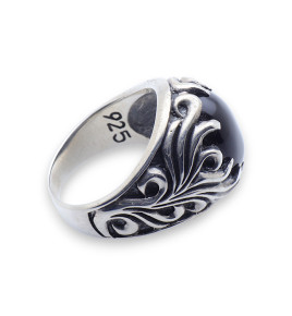 bague homme argent avec pierre noire