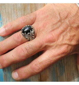 bague onyx noir homme