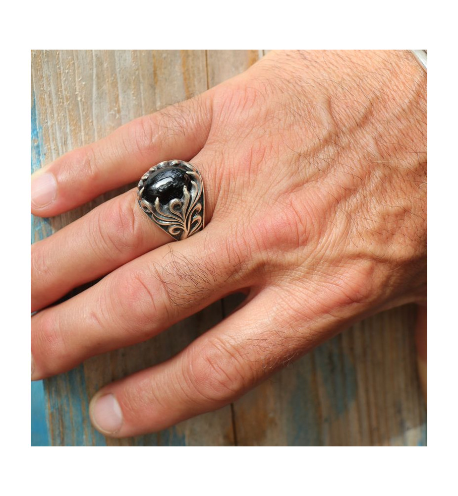 bague onyx noir homme
