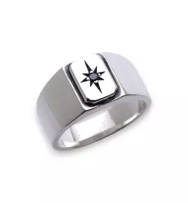 bague homme argent avec pierre noire