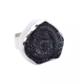 bague calcédoine grise brute