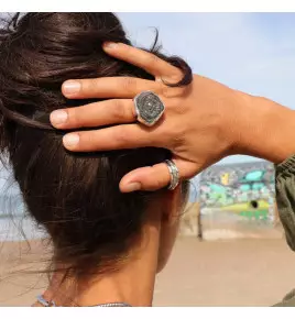 bague calcédoine grise brute