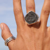 bague calcédoine grise naturelle