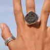 bague calcédoine grise naturelle