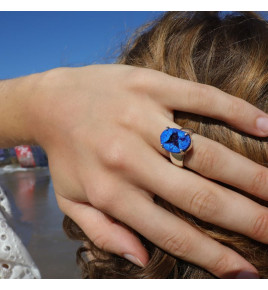 azurite bague en argent