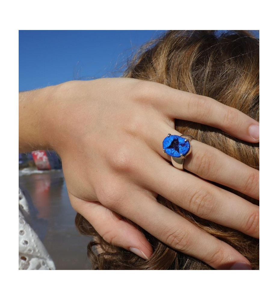 azurite bague en argent
