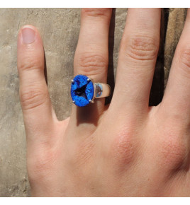 bague azurite bleu