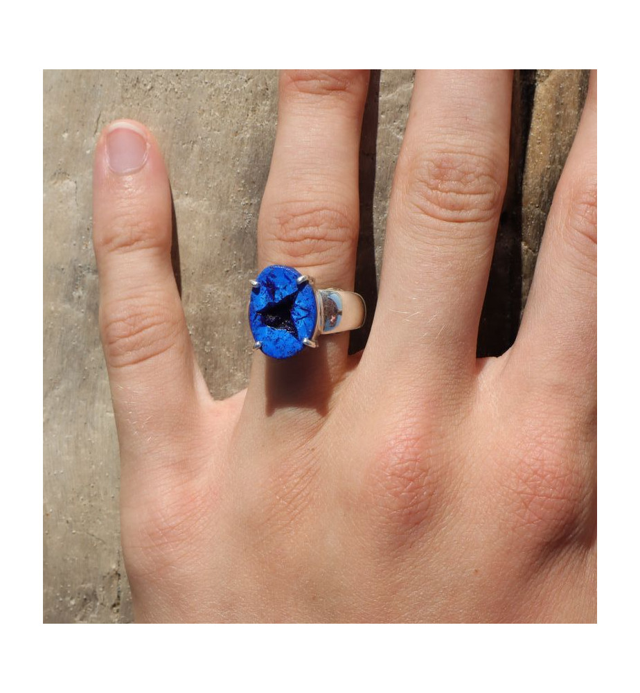 bague azurite bleu