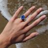 bague argent pierre bleu