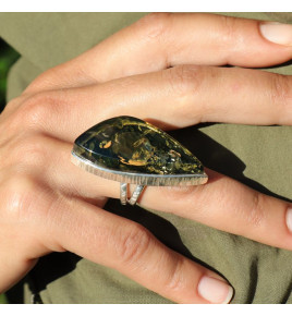 bague argent ambre femme