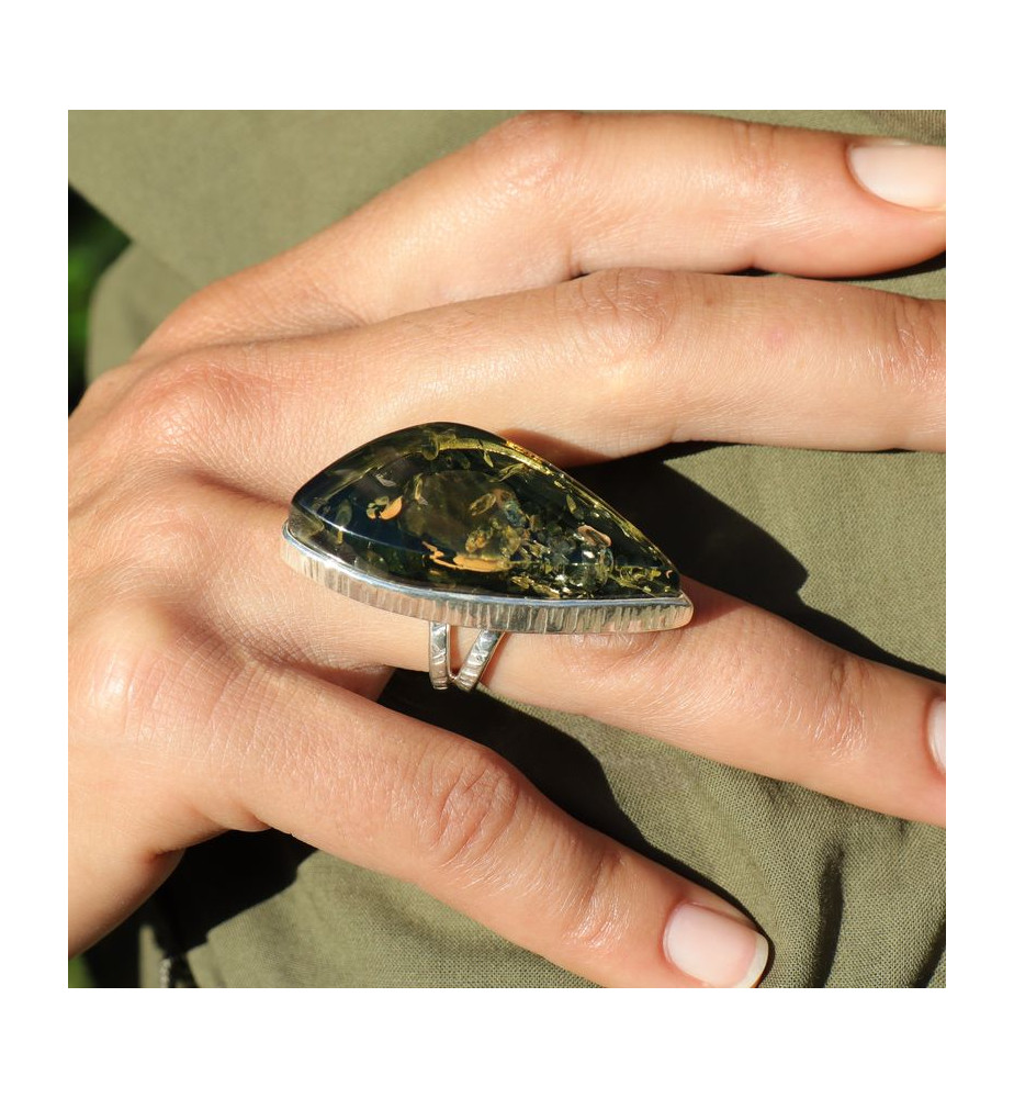 bague argent ambre femme