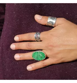 bague argent grenat vert
