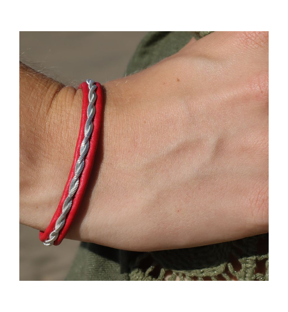 bracelet femme cuir rouge