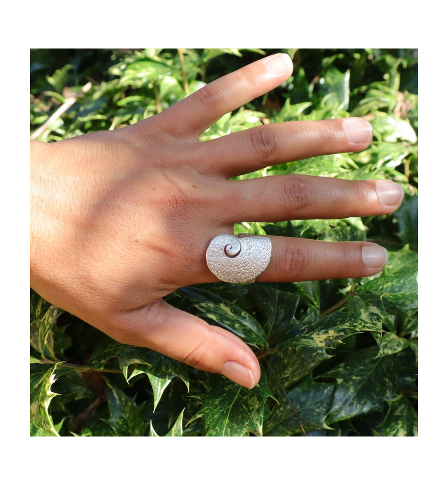 bague argent escargot