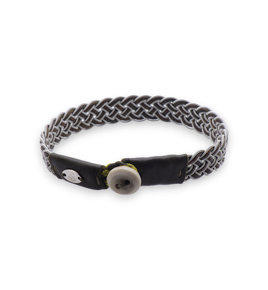bracelet cuir de renne et fil d'argent
