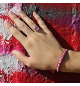 bracelet cuir et fil d'étain et argent