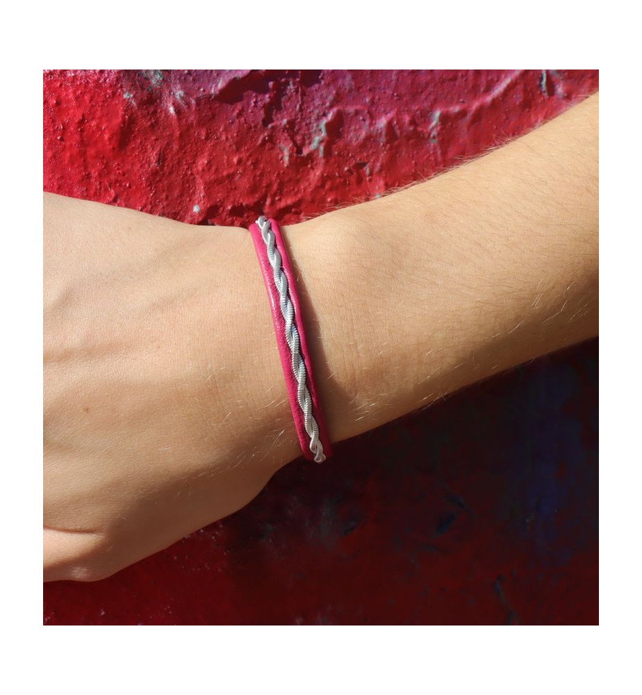 bracelet femme cuir rose