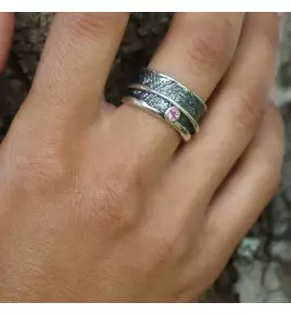 bague argent tourmaline rose